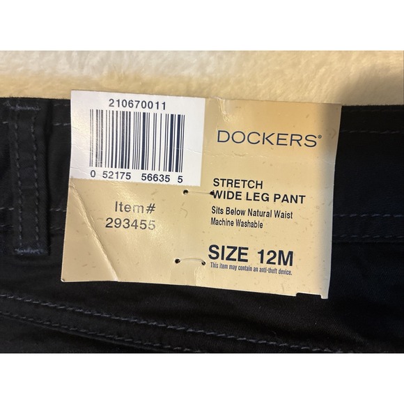 Women's Wide Leg Pants New Dockers Size 12 Medium Black Stretch Flap Pocket New - Picture 7 of 7